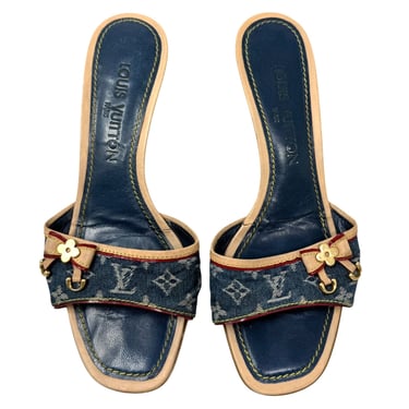 Louis Vuitton Blue Denim Kitten Heels