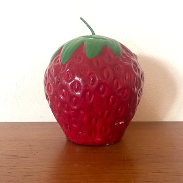 Vintage 80s Extra Large Strawberry Shaped Wax Candle 