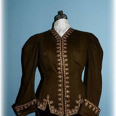 Antique Victorian Brown Wool Designer Riding Jacket by George Reve New York 