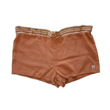 60s Men's Orange Swim Trunks, Light-weight Cotton Cabana Shorts, Vintage 1960s, Waist 36