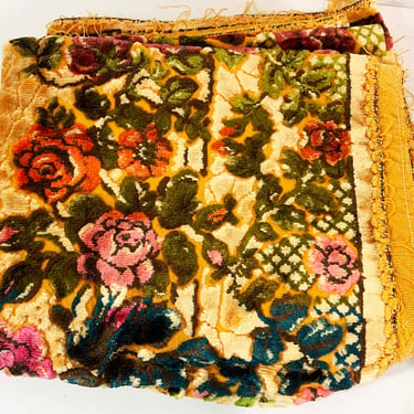 Vintage Floral Chenille Velvet Bedspread Pillowcases Quilts Blanket Retro Dopamine Decor Flowers Boho Bohemian 1960s 1970s 