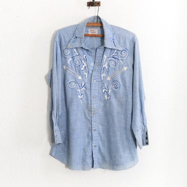 Vintage 70s H Bar C Ranchwear embroidered Pearl snap western shirt 