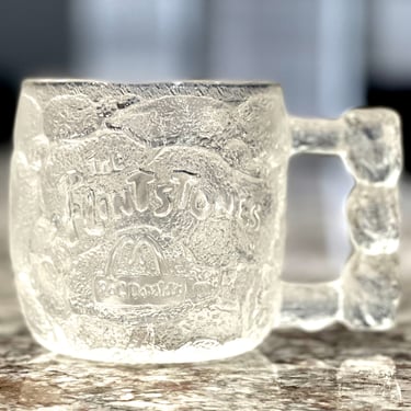 VINTAGE: 1993 - McDonald's Flintstones Frosted Glass Mug - "RocDonald's" - Textured Glass - Collectable - Gift Idea - SKU 00035192 