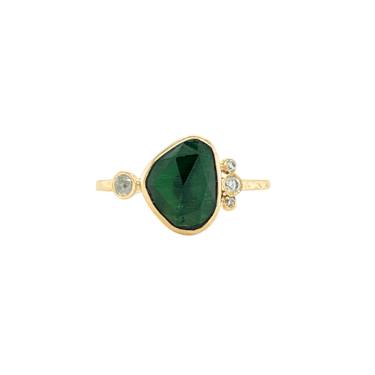 Green Tourmaline Ring With Diamonds