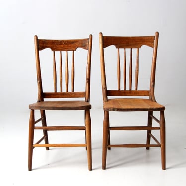 antique farmhouse dining chairs pair 