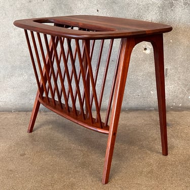 Arthur Umanoff Vintage Mid Century Walnut Magazine Rack