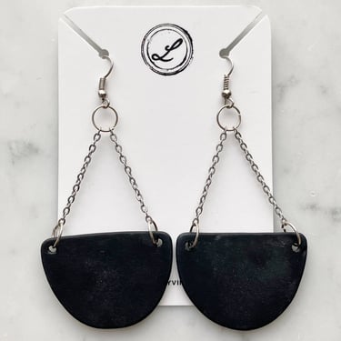 Black Stained Glass Chandelier Earrings | Stained Glass Earrings | Tumbled Glass Earrings | Chandelier Earrings | Sea Glass | Stone 