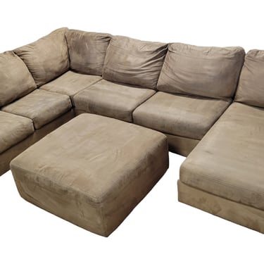 Tan U Shaped Sectional with Ottoman