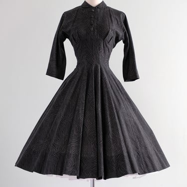 Perfect 1950's Black Swirls Suzy Perette New Look Dress / Sz M