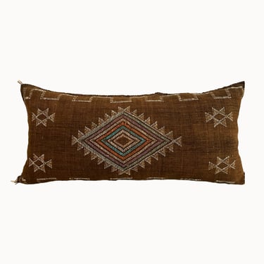 King Size Moroccan Cactus Silk Pillow | Brown
