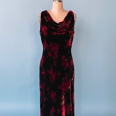 1990s Ralph Lauren Dark Florals Dress, sz. L