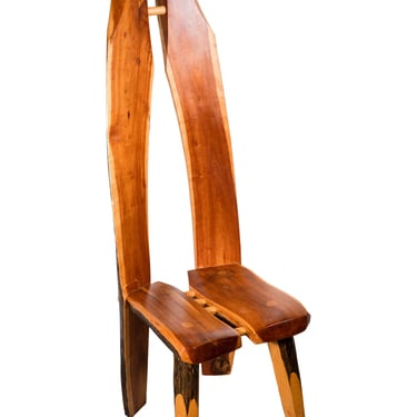 Contemporary Modern Studio Artist Signed Stingray Live Edge Wood Chair 