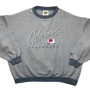 Vintage 90s Lee Sport/Nutmeg Mills Colorado Avalanche Hockey Embroidered NHL Crewneck Sweatshirt Pullover Size Large/XL 