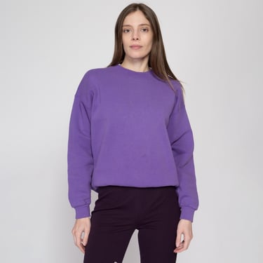 Large 90s Lee Purple Crewneck Sweatshirt | Vintage Blank Slouchy Plain Pullover 