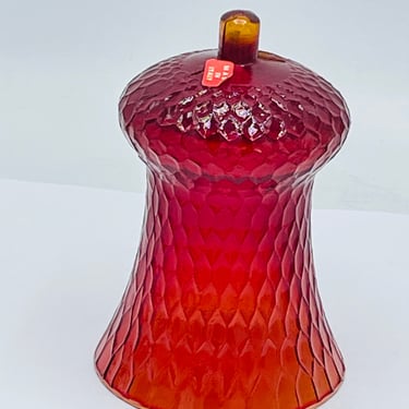 Vintage Homco Red Amberina Votive Adaptive Holders Honeycomb Glass candle Holder Italy 5.5" 