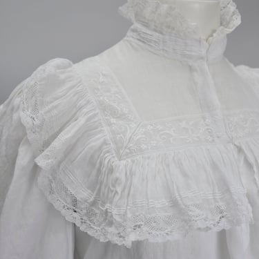 antique vintage Edwardian cotton embroidered & lace nightgown XS-L 