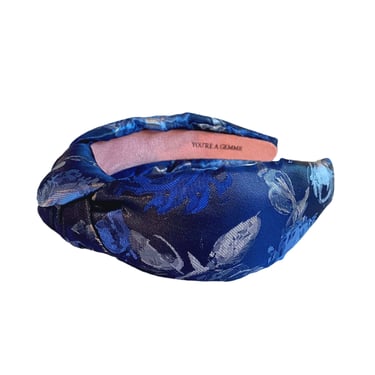 Sample Sale Blue Floral Brocade Knotted Headband