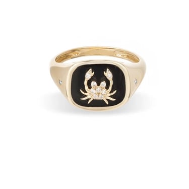 Zodiac Ceramic + Diamond Signet Ring - Y14