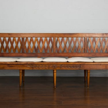 Antique French Directoire Style Fruitwood Bench 