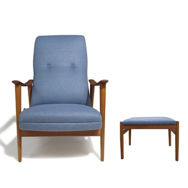 Reclining High-back Lounge Chair and Ottoman by Arnt Lande for Stokke, Norway