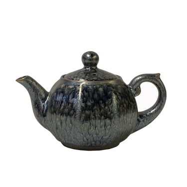 Chinese Jianye Clay Silver Black Glaze Decor Teapot Display Art ws2672E 