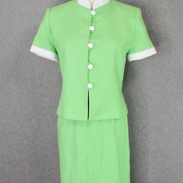 1970s Vintage William Pearson Green Skirt Set- Mod Suit Set- Size 4 