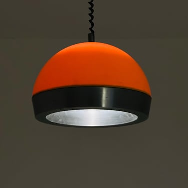 Space Age  orange plastic adjustable pendant lamp  1970s 