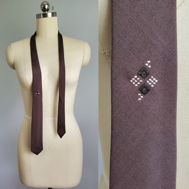 1960s Skinny Tie - Wool - 60s Men's Vintage - 60s Necktie 