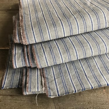 French Blue Stripe Ticking, Cotton, Blue, Grey, White, Upholstery Sewing Projects, French Historical Fabric Textiles 