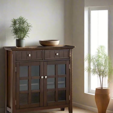 Acadian 36&quot; Wide in Natural Aged Brown Glass Front Storage Cabinet FFW258-659