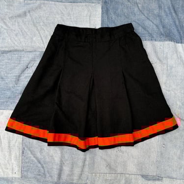 Vintage 1960s Black and Orange Pleated Cheer Skirt 24 Waist by TimeBa