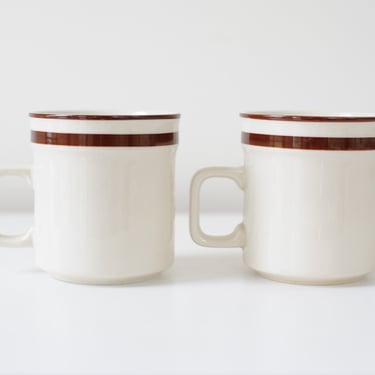 Cute Vintage Brown & White Diner Mug Pair 