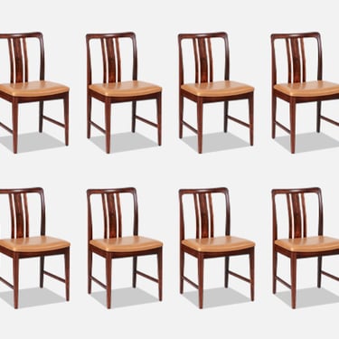 Swedish Modern Rosewood & Leather Dining Chairs by Linde Nilsson