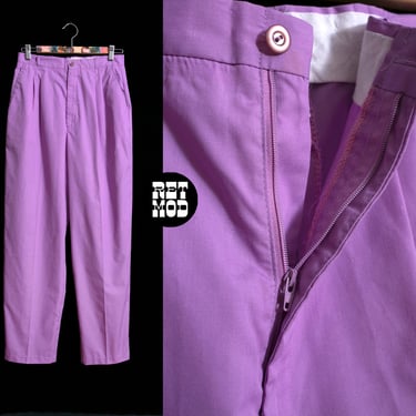 Smart Vintage 70s 80s Light Purple Cotton Slacks Pants with Pockets by ParFour 