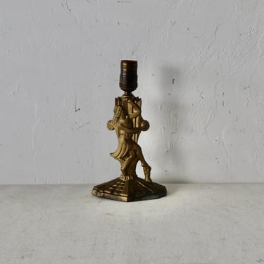 Vintage Art Deco Night Club Brass Figurine Accent Table Lamp 