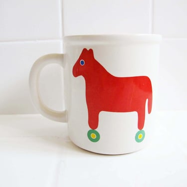 Vintage Marimekko Finland Coffee Mug Pfaltzgraff Red Horse Dala Scandinavian Design 