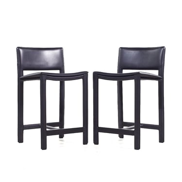 Room & Board Madrid Contemporary Leather Wrapped Bar Stools - Pair - Contemporary 