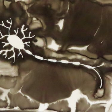 Motor Neuron 11 - original ink painting of brain cell - neuroscience art 