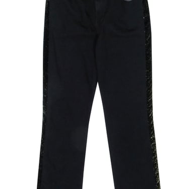 Frame - Black Straight Leg Jeans w/ Gold Glitter Side Stripe Sz 8