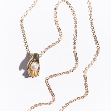 JACQUELINE ROSE Bronze + Pearl Giving Hand Necklace