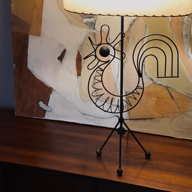 Frederic Weinberg |  Iron Rooster Table Lamp with Shade 