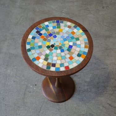 Walnut & Tile Side Table 