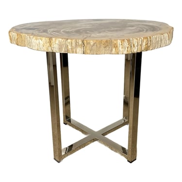 Organic Modern Petrified Wood Side Table -