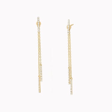 Diamond Bar Chain Dangle Drop Earrings