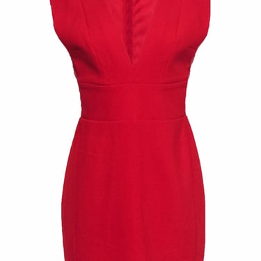 Noam Hanoch - Red Sleeveless Sheath Mini Dress w/ Lace Detail Sz 8