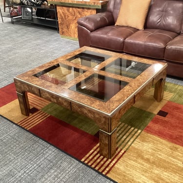 Burl &amp; Glass Coffee Table