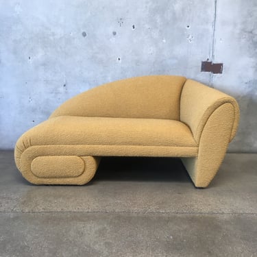 Vintage Post Modern Chaise Lounge in New Bouclé Upholstery
