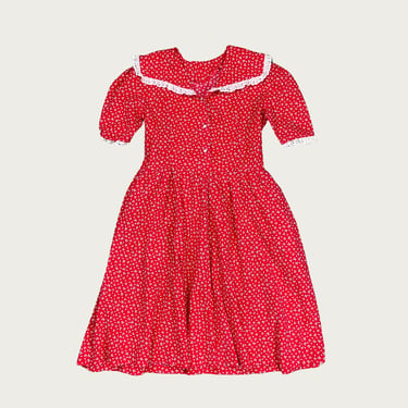 (L) Bow Print Collared Prairie Dress