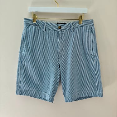 Men's Blue and White Seersucker shorts 32” Chaps Ralph Lauren 