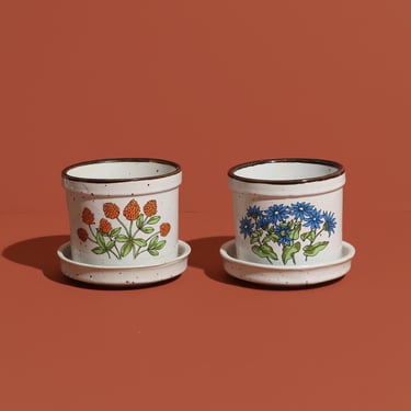 Vintage Ceramic Herb Planters, Small Planter, Retro Pot 
